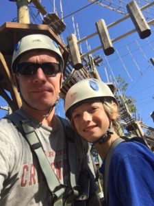 Parker and me before our climb. The Tarzan ropes are over his left shoulder.